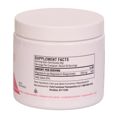 Magnesium Glycinate Powder supplement facts label — 225mg magnesium bisglycinate per serving, 30 servings, clean ingredients